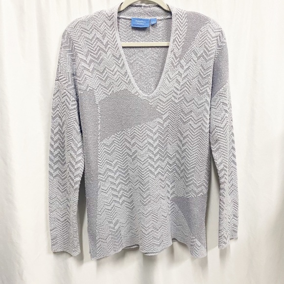 Simply Vera Vera Wang Silver Knit Sweater - Picture 1 of 6